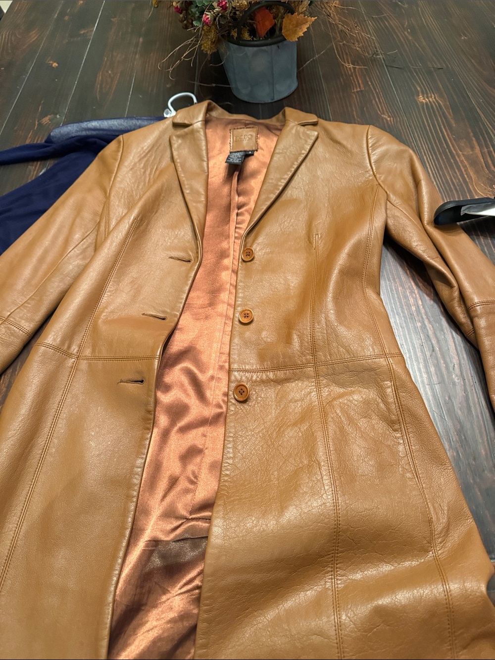 BCBGMaxAzria Tan Leather Button-Front Jacket